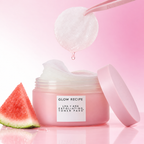 Glow Recipe LHA + AHA Exfoliating Toner Pads jar, open, with tweezers lifting a pad