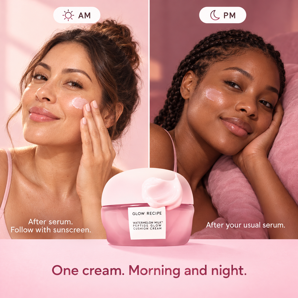 One cream, morning and night: after serum in the morning with sunscreen, and after serum at night